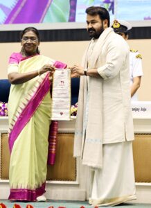 President Draupadi Murmu राष्ट्रपति के हाथों से लिया मोहनलाल ने दादा साहेब फाल्के पुरस्कार